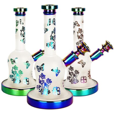 Rainbow Foil Frosted Glass Bong