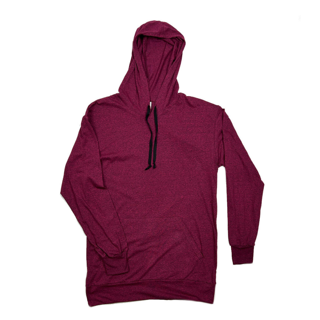 Premium Burgundy Hooded Long Sleeve T-Shirt – 6 Unit Set