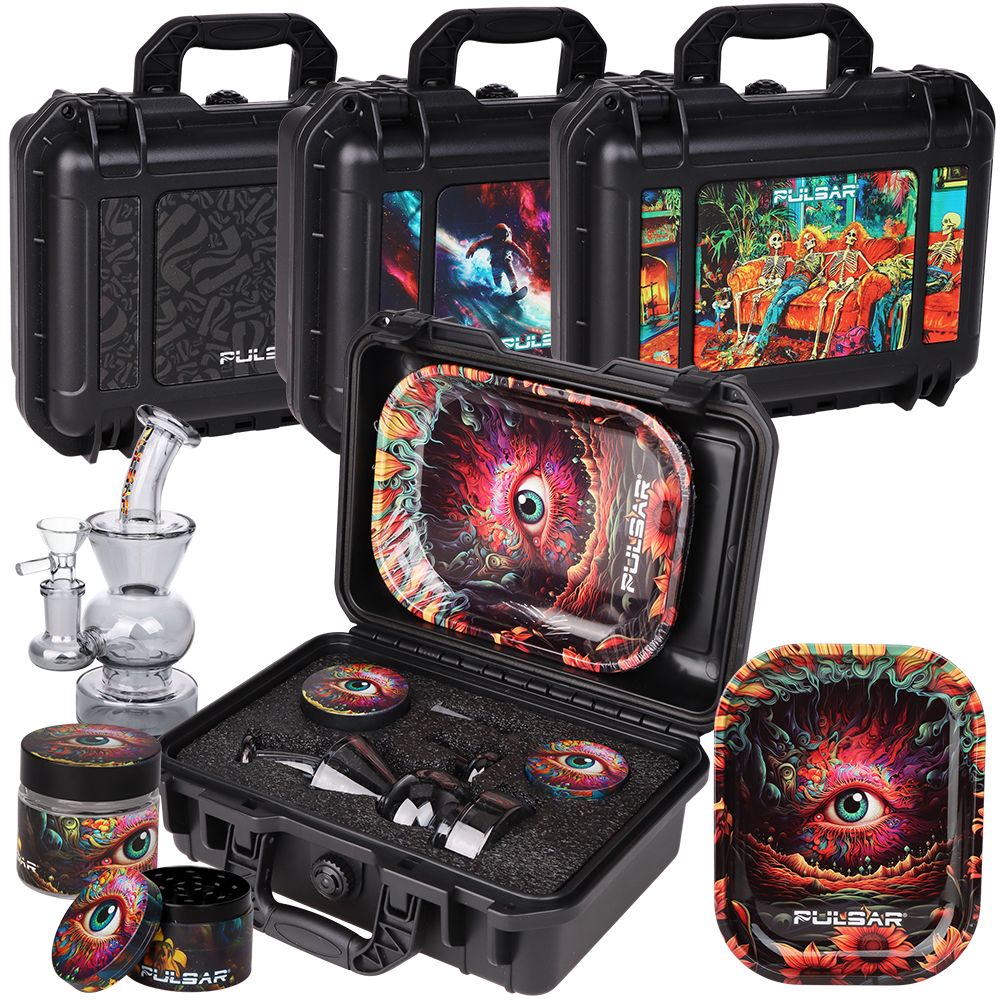 Pulsar Bent Neck Water Pipe Smoker’s Hard Case Travel Set | 5.75″ | 14mm F
