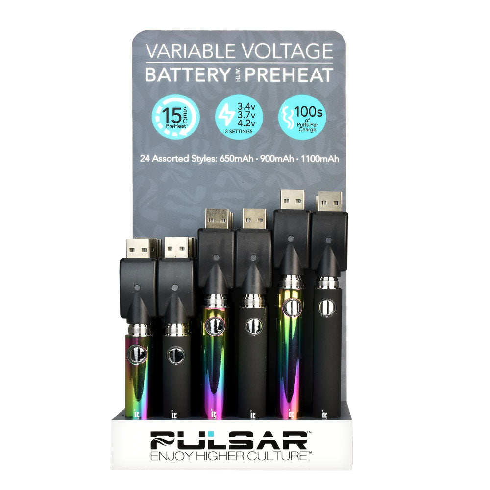 Pulsar Variable Voltage Pen Batteries – Asst mAh – 24PC