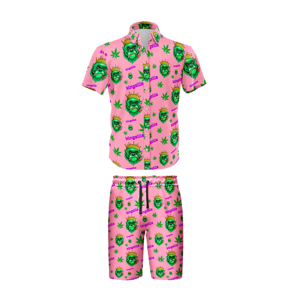 Tropical Leaf Pink Shirt & Shorts Set