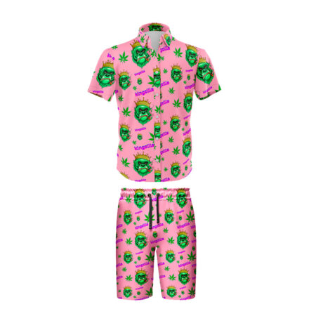 Tropical Leaf Pink Shirt & Shorts Set