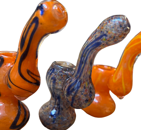 5” Mini Frit & Stripe Decorative Glass Bubbler Bong Water Pipe