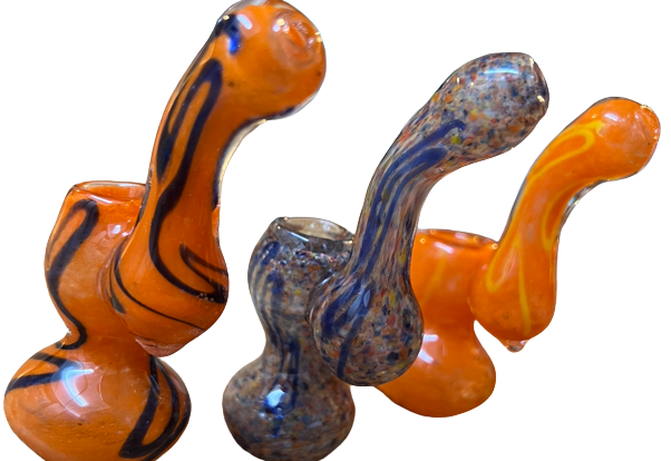 5” Mini Frit & Stripe Decorative Glass Bubbler Bong Water Pipe
