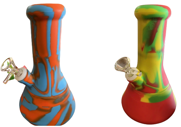 8” Silicone Unbreakable Cool Decal Water Pipe Bong Hookah Bubbler