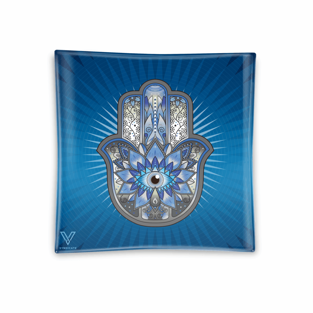 Hamsa Blue Blazin’ Ashtray Glass