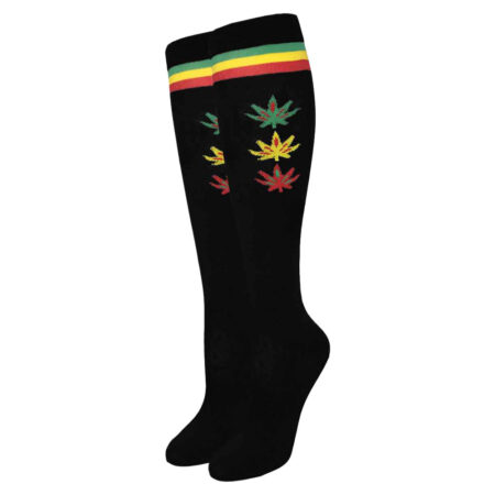 Julietta Rasta Leaves & Stripes Knee High Socks
