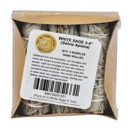 New Age Premium Organic California White Sage 4" 3ct