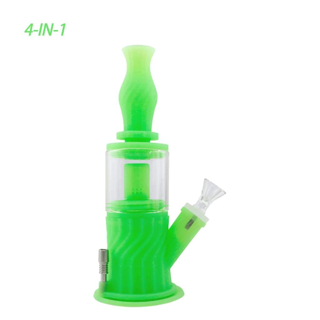 4-in-1 Silicone Glass Water Pipe with Double Percolator for Smooth Smoke - Image 3