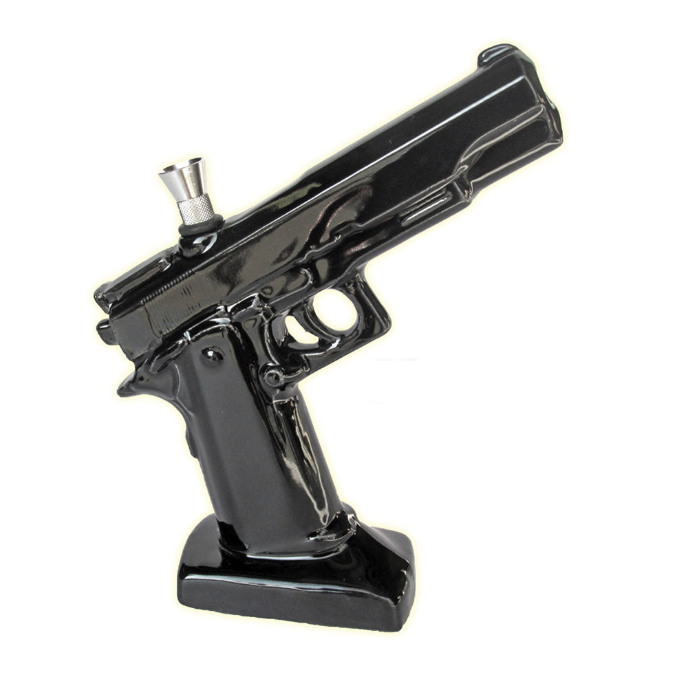 Ceramic .45 Pistol Shaped Water Pipe – 8.5″