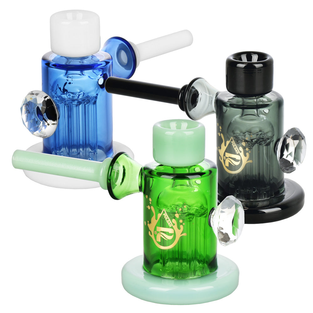 Pulsar Dazzling Diamond Bubbler Pipe – 6″/Colors Vary