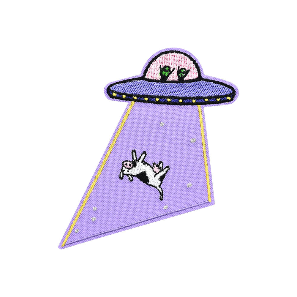 Come Back Bessie UFO Embroidered Iron-On Patch – 4″ x 3″
