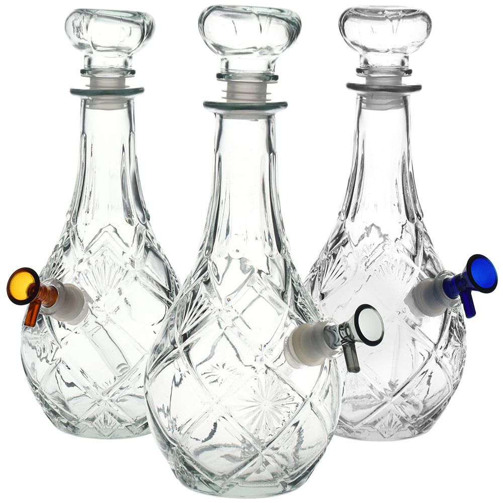 Vintage Decanter Style Glass Water Pipe w/ Cap – 9″ / Lozenge