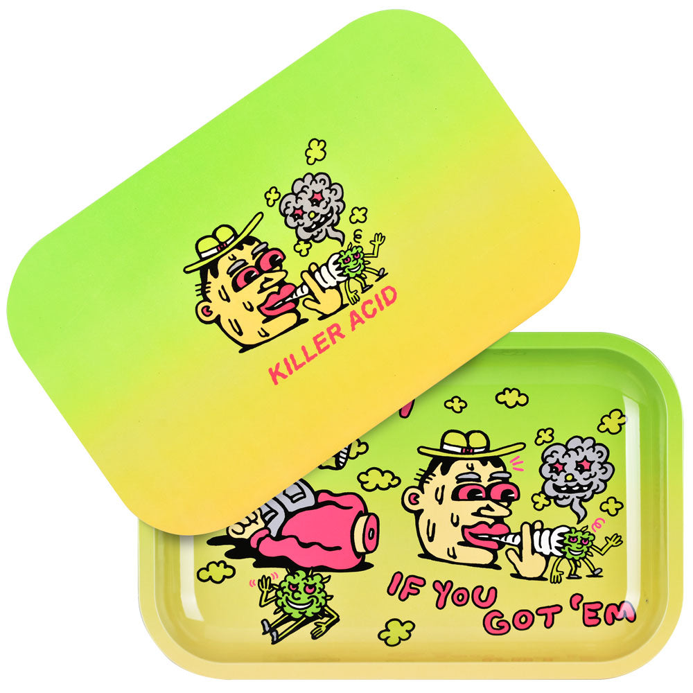 Pulsar Metal Rolling Tray W/ Lid – 11″ x 7″ / Smoke Em