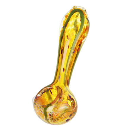Orange Fields Fritted Glass Spoon Pipe - 4.25"