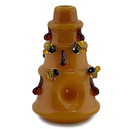 Honeycomb Glass Pipe with Honeybee and Honey Droplet Design