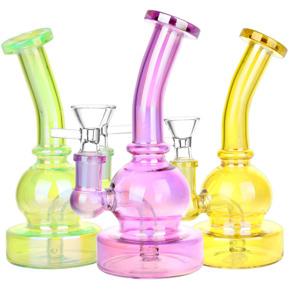Mini Epiphany Electroplated Glass Water Pipe – 6.5″ / 14mm F / Colors Vary