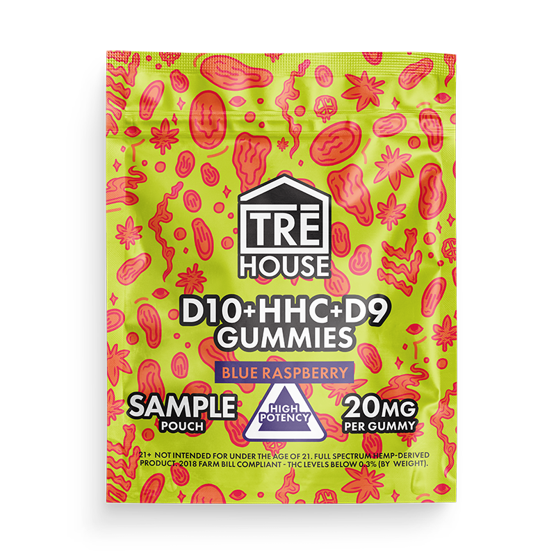 Sample – Free – Gummies – Delta 10 w/ HHC & Delta 9 – Blue Raspberry – 1ct