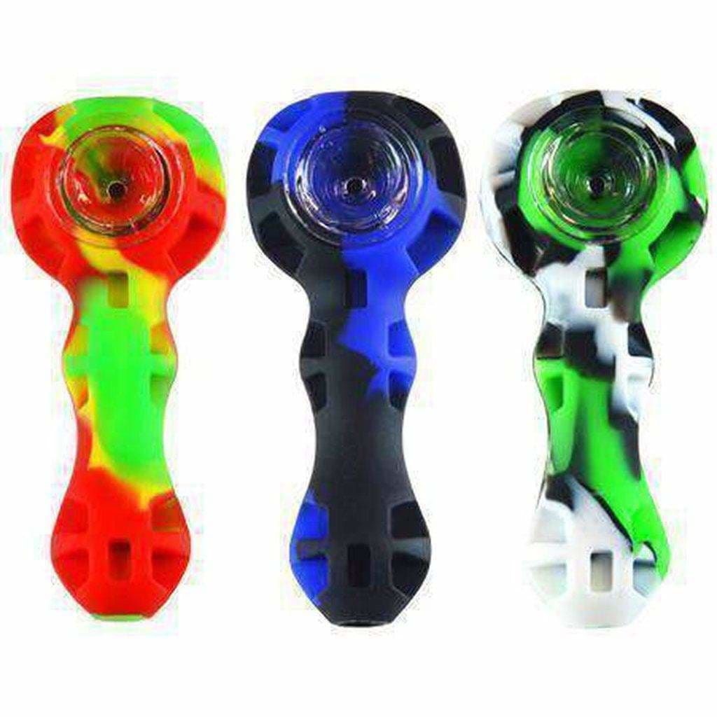 Silicone Spoon Pipe with Inlaid Borosilicate Glass Bowl