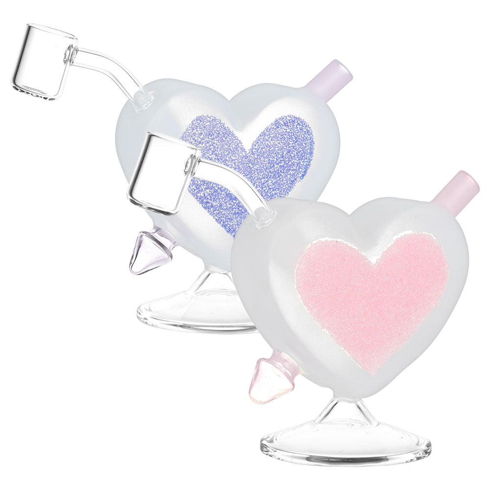 Heart Sparkles Glass Mini Rig – 4.5″ / 10mm F / Colors Vary