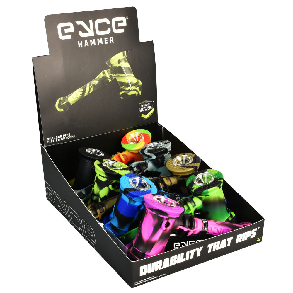 Eyce Silicone Hammer Bubbler Pipe – Assorted Colors – 8PC DISPLAY