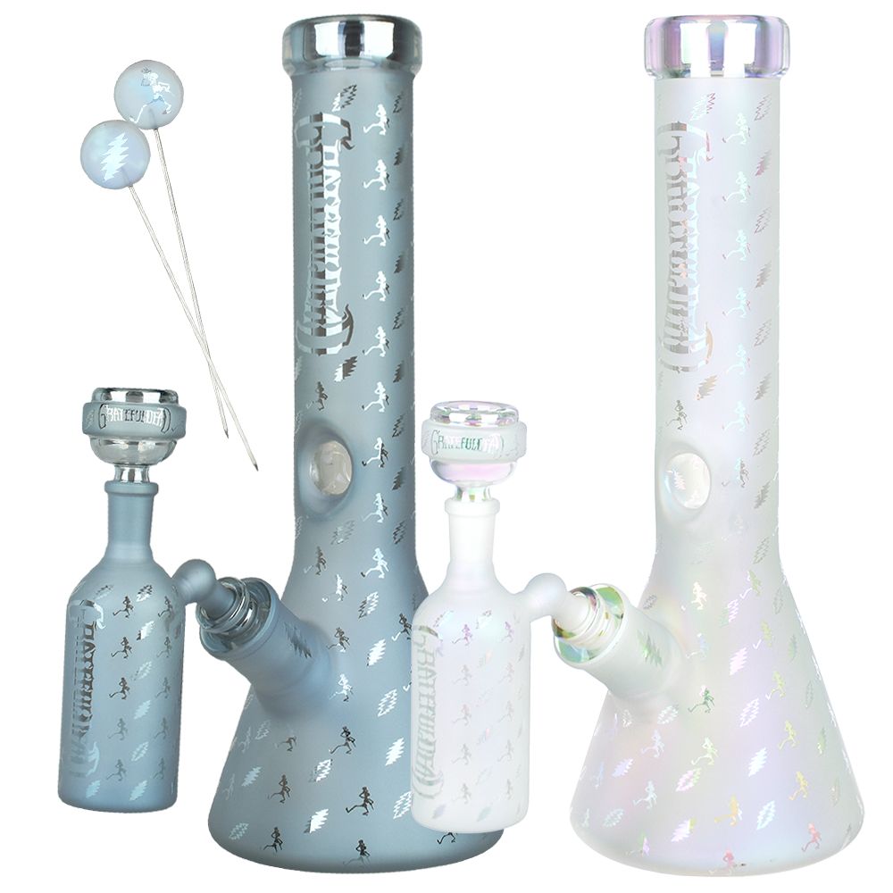 Grateful Dead x Pulsar Bolts And Skellies Glass Beaker Water Pipe Set | 13.75″ | 14mm F