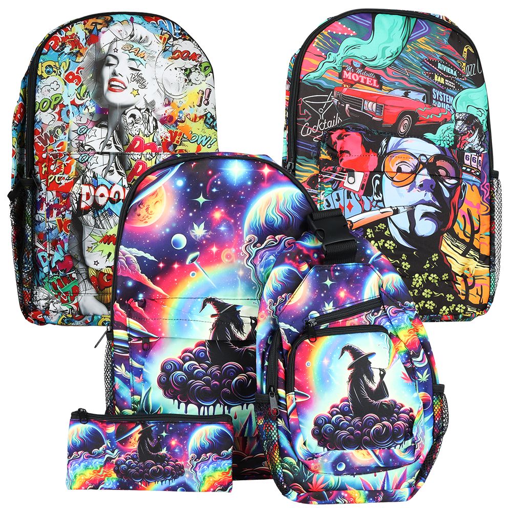 Colorful Designs Backpack & Zipper Pouch 3-Piece Set – 11″x17″