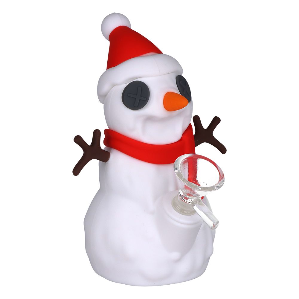 Snappy Snowman Silicone Water Pipe w Glass Bowl – 5.25″ / 14mm F