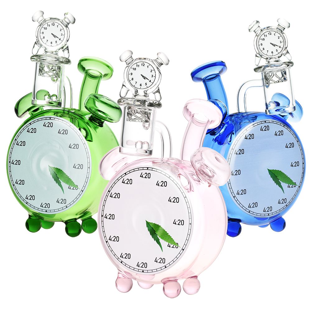 It’s 4:20 Somewhere Alarm Clock Rig w/ Matching Carb – 5.75″ / 14mm F / Colors Vary