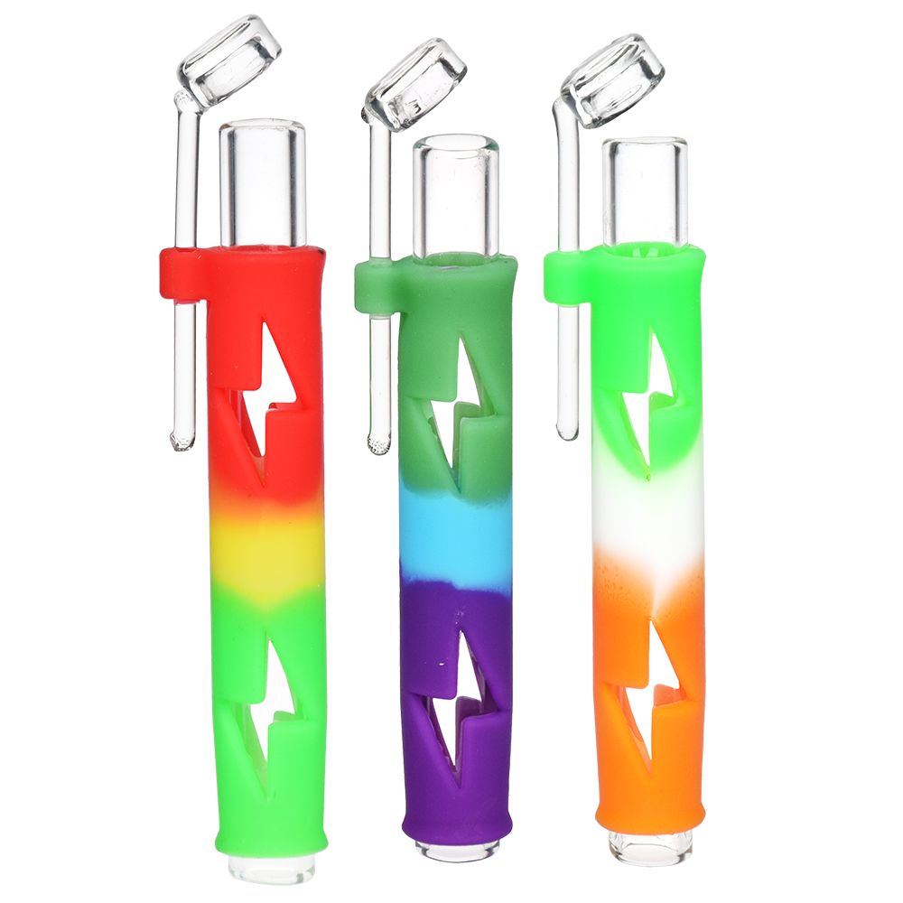 Lightning Silicone & Glass Concentrate Taster Pipe – 4.5″/ 10ct