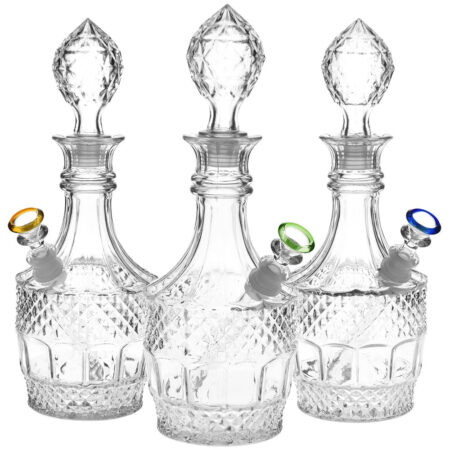 Vintage Decanter Style Glass Water Pipe w/ Cap – 8.5″ / Liquor
