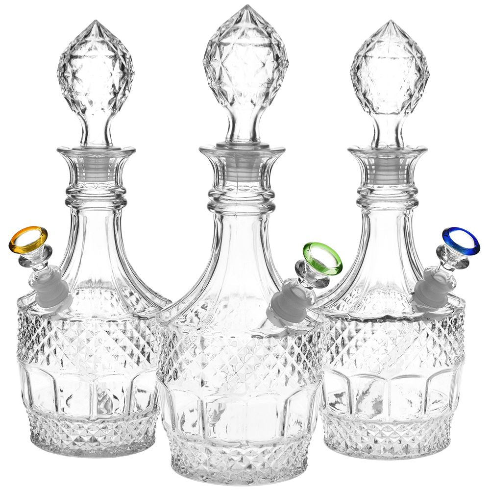 Vintage Decanter Style Glass Water Pipe w/ Cap – 8.5″ / Liquor
