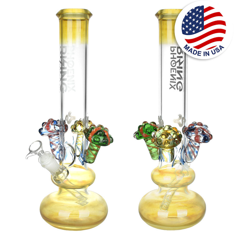 Phoenix Rising Silver Fumed Shroom Water Pipe – 15″/14mm F