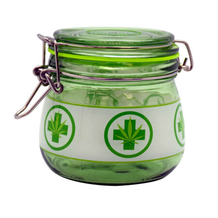 Medical Leaf Glass Jar | Green