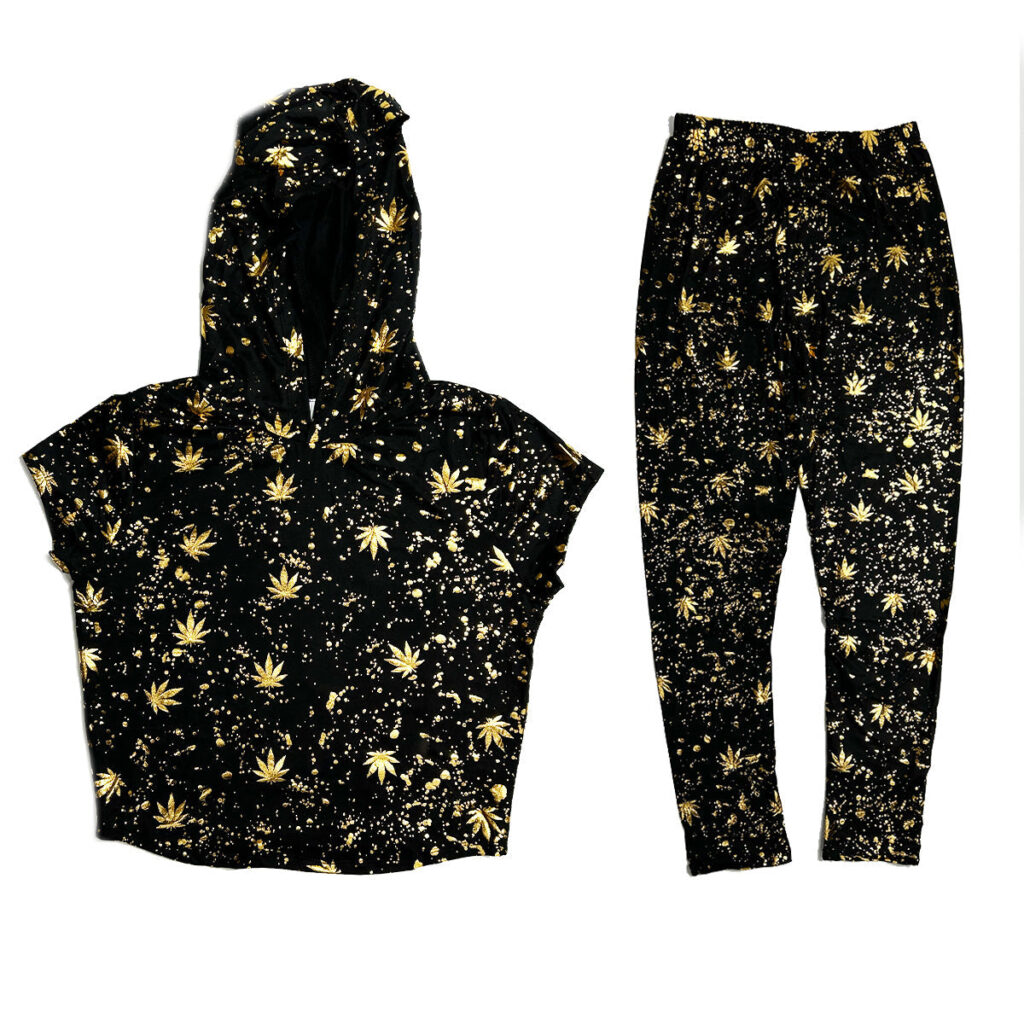 Women’s Golden Leaf Crop Hoodie & Jogger Set