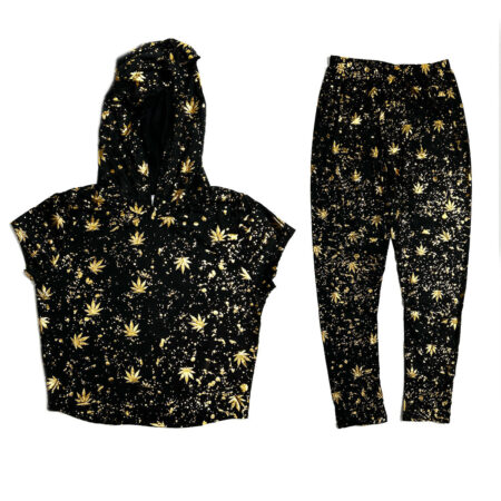 Women's Golden Leaf Crop Hoodie & Jogger Set