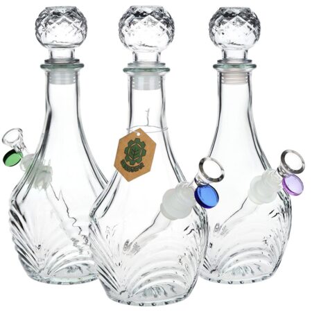 SeshGear Vintage Decanter Style Glass Water Pipe - 10.75" / 14mm F / High Stripe / Colors Vary