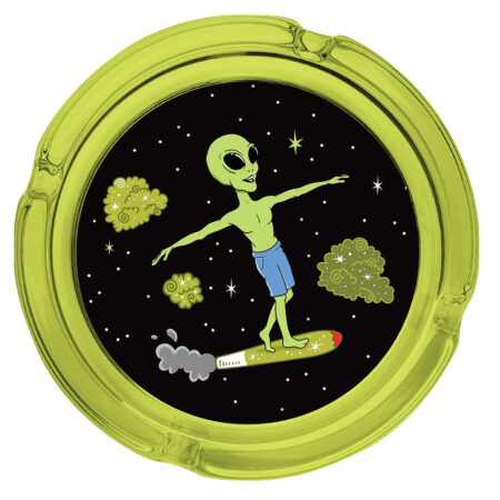 Fujima Alien Surfer Glass Ashtray - 6.25"