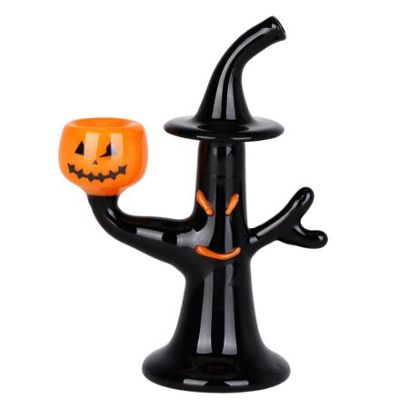 Tree Witch w/ Jack-o-lantern Glass Hand Pipe – 5.5″