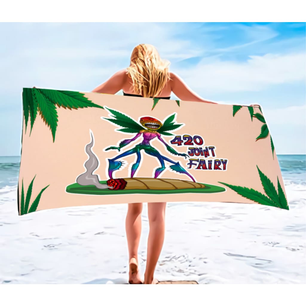 Fairy Beach Towel with Whimsical 420 Joint Design