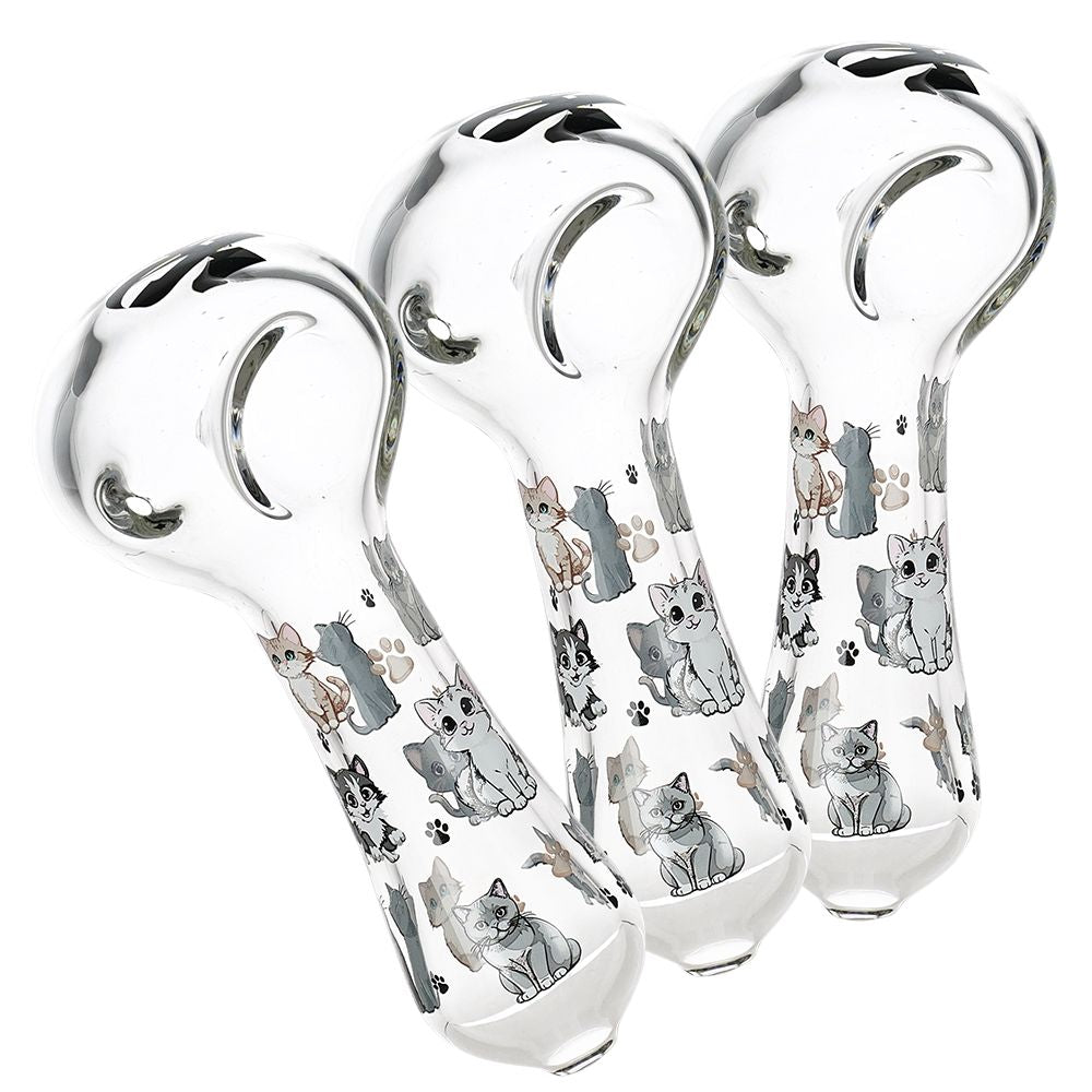 Pulsar Cute Kitties Glass Spoon Pipe – 4.5″ 3ct