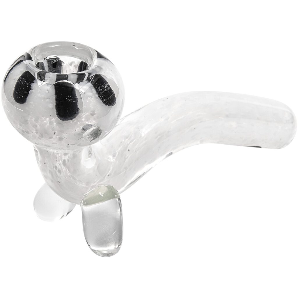LA Pipes White Fritted Sherlock with Black ‘Daisy’ Fritted Bowl
