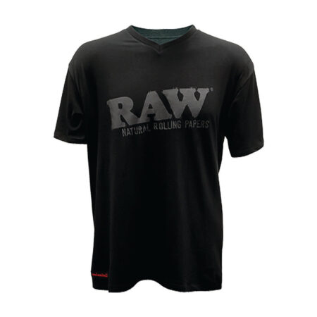 RAW V-Neck T-Shirt - Black w/ Gray Logo