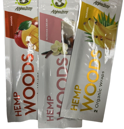 Afghan Hemp Woods Herbal Organic Natural 2 Sample Flavor Papers Wraps Per Pack (3 Count)