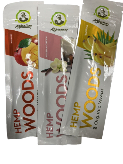Afghan Hemp Woods Herbal Organic Natural 2 Sample Flavor Papers Wraps Per Pack (3 Count)