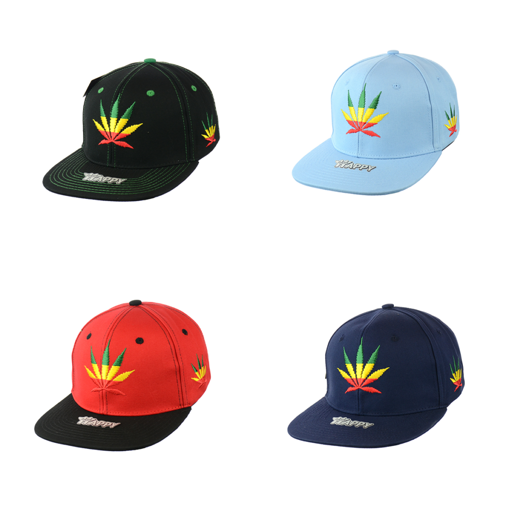 Good Vibes Rasta Leaf Embroidered Snapback Hat