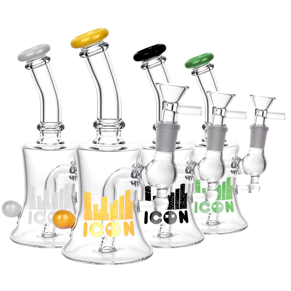 Diamond Glass Icon Baggins Water Pipe- 7″/14mm F/Colors Vary