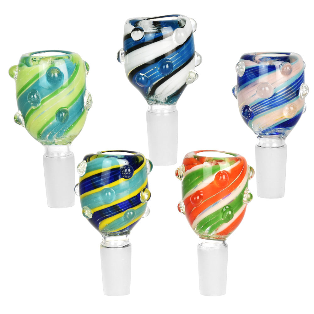 Bold Stripes Swirl Glass Marble Grip Herb Slide – Colors Vary