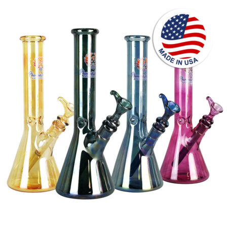 Phoenix Rising Metallic Beaker Water Pipe -11"/14mm F/Clrs Vary