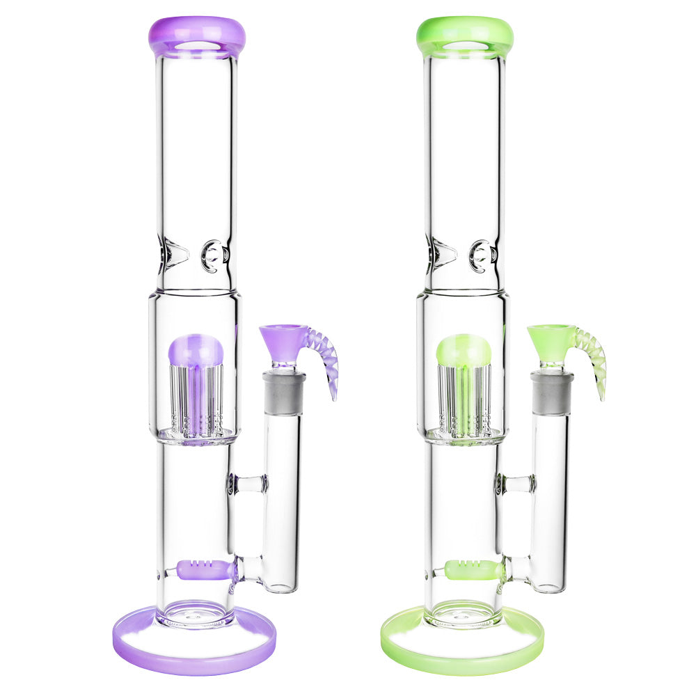 Multi Perc Water Pipe w/ Horned Bowl- 16″/19mm F/Colors Vary